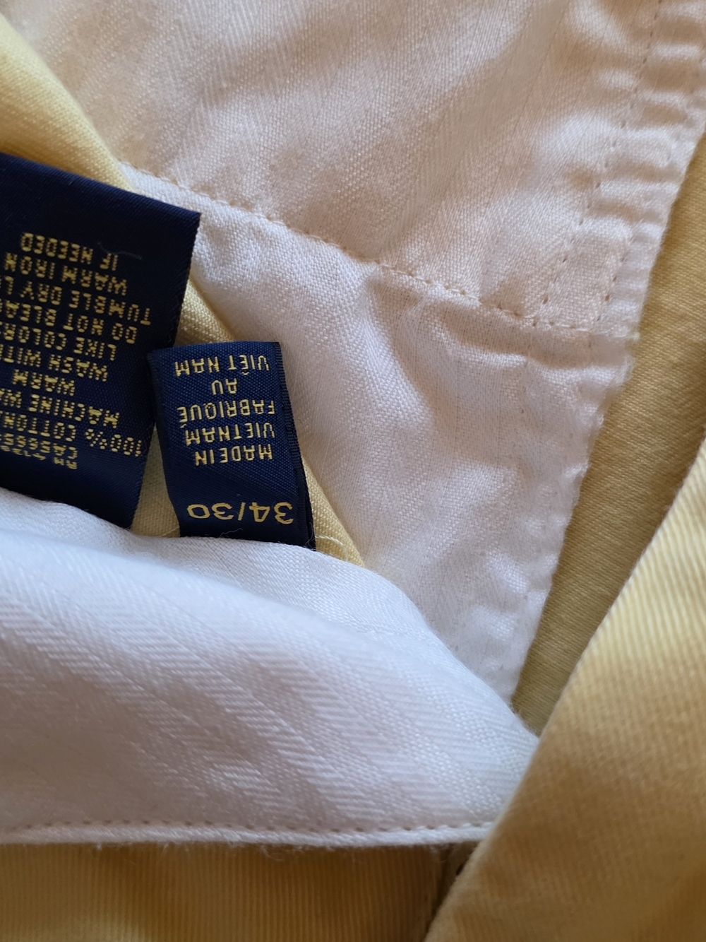 Light Yellow Cotton Chino Ralph Lauren Mens Pants - Picture 4 of 6